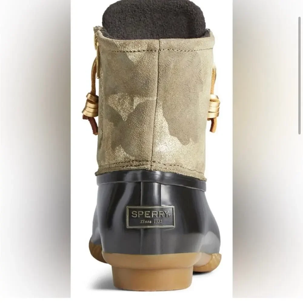Sperry Top-Sider Saltwater WMNS‎ Duck Metallic Olive Camo Boot STS86694.